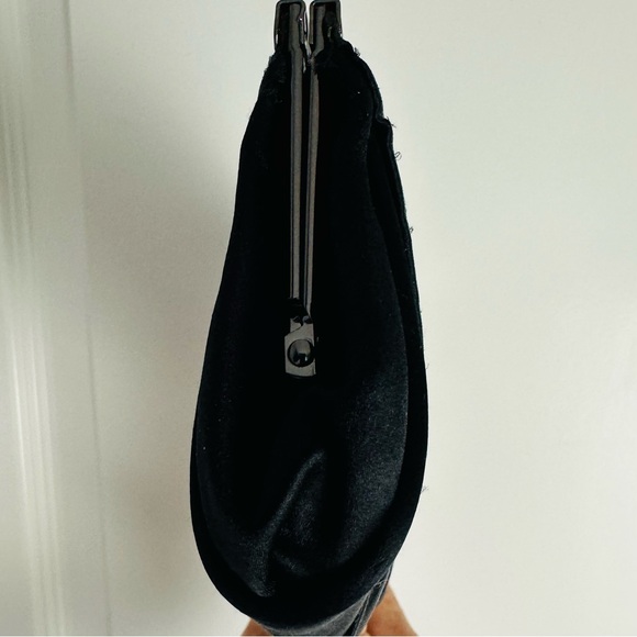 WHBM Black Silky Black Clutch Purse with Gunmetal clasp and chain - Picture 5 of 8